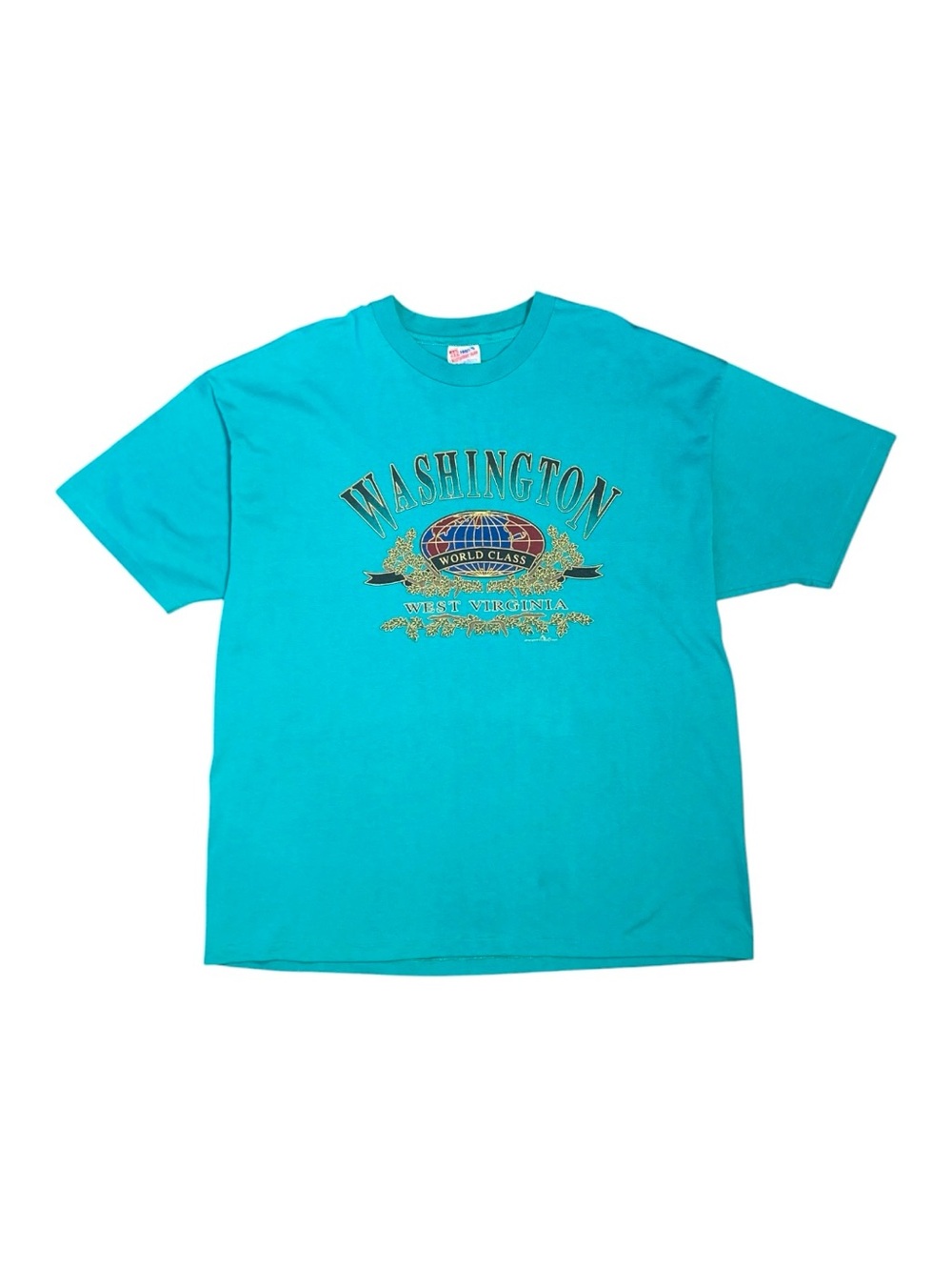 Vintage 1994 Hanes Single-Stitch Tee Men's XXL Turquoise Made in USA